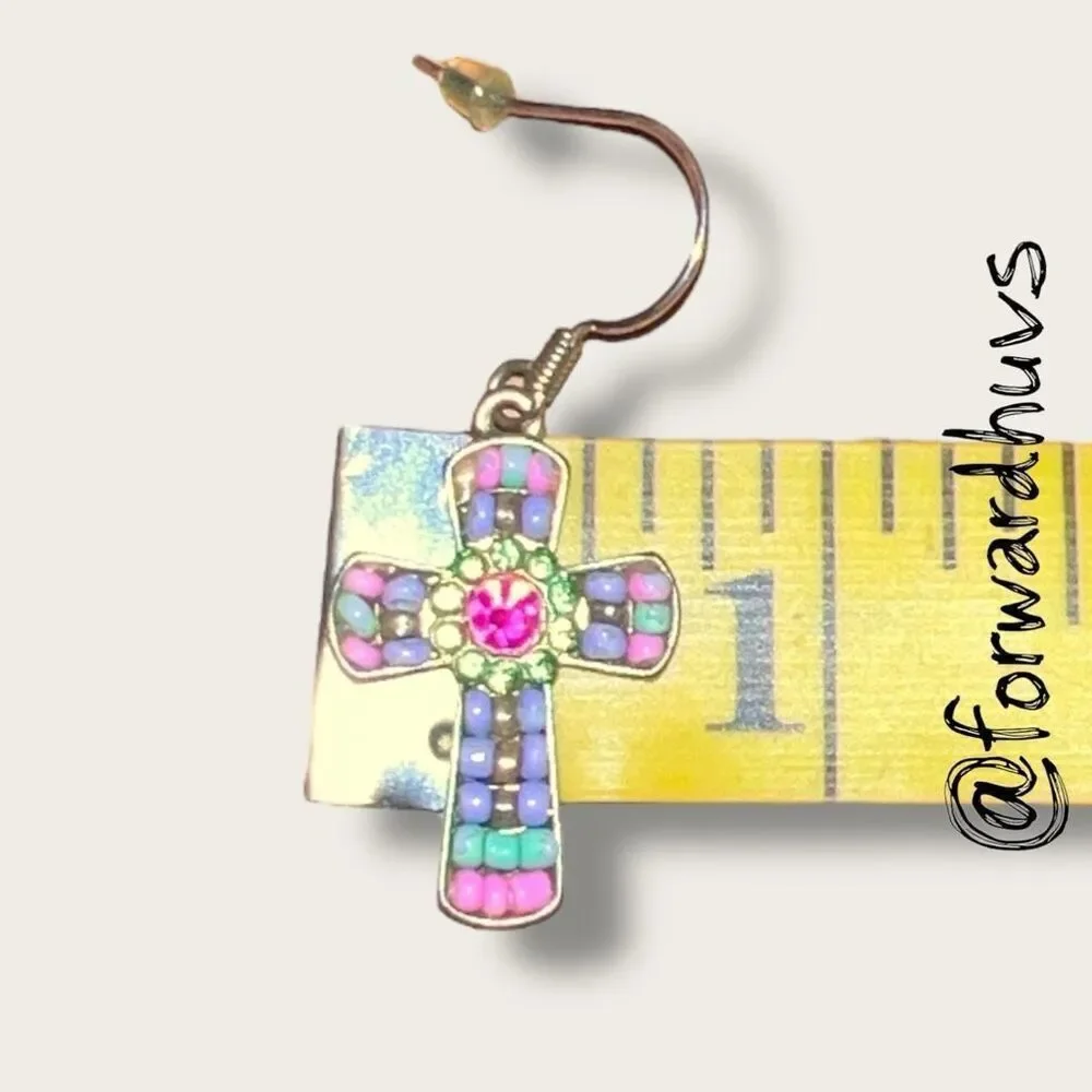 Bundle Sale 3 for $15 | Handcrafted Pastel Multi-Color Cross Earrings